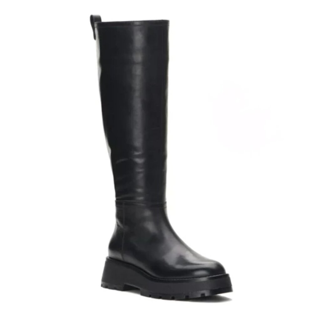 New Vince Camuto Leather Tall Knee Length Boots Lug Sole Women's Size 9